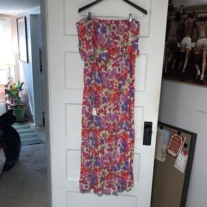 Floral Strapless Dress - Multicolor